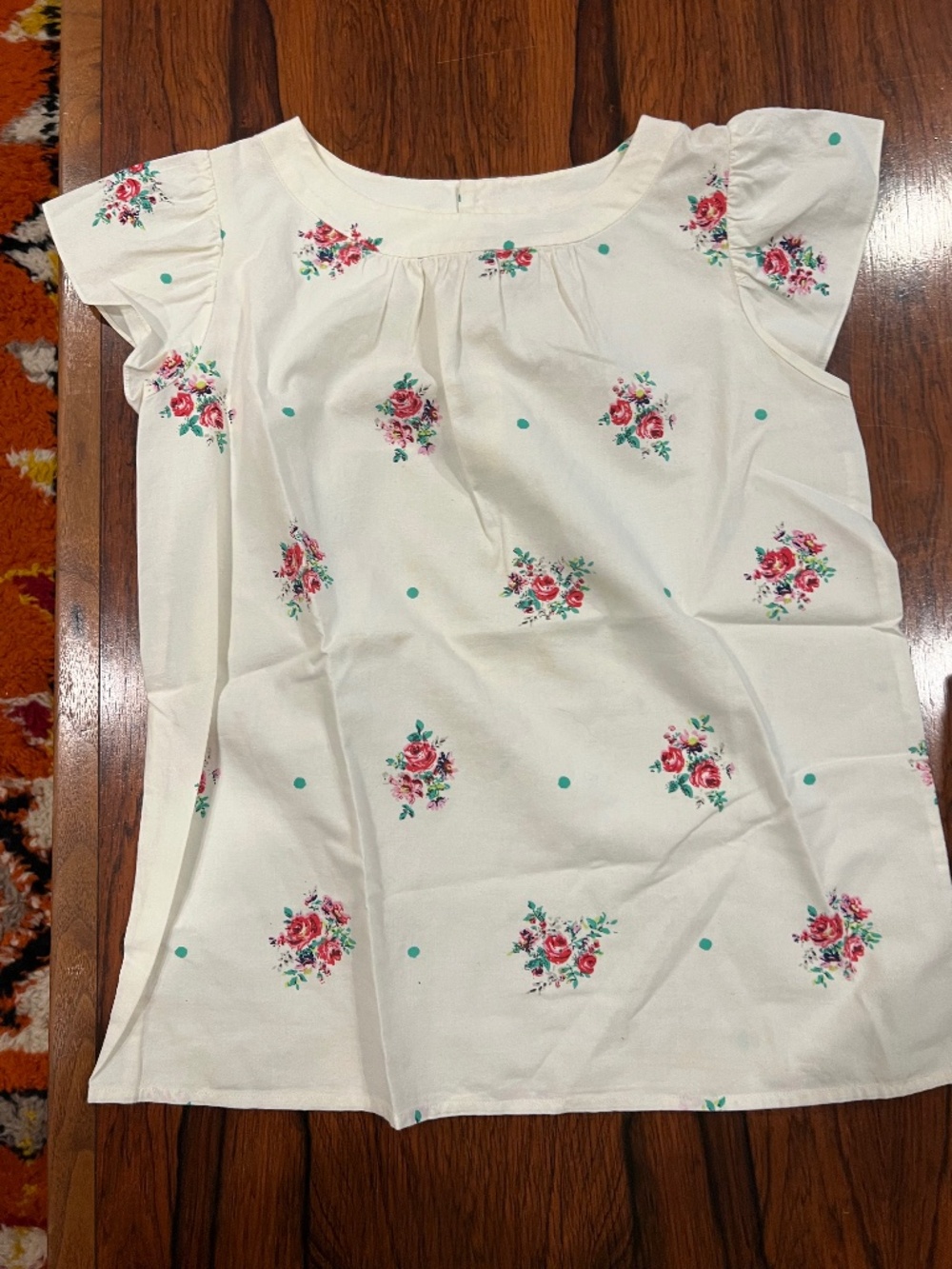 Bonpoint Girls Short-Sleeved Floral Cotton Blouse Size 12